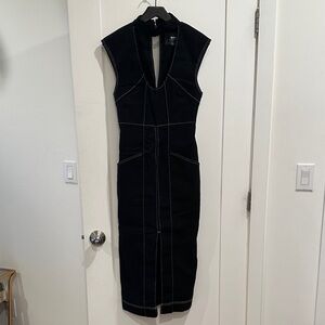 Maeve Black Sleeveless Dress with White contrast Stitching
